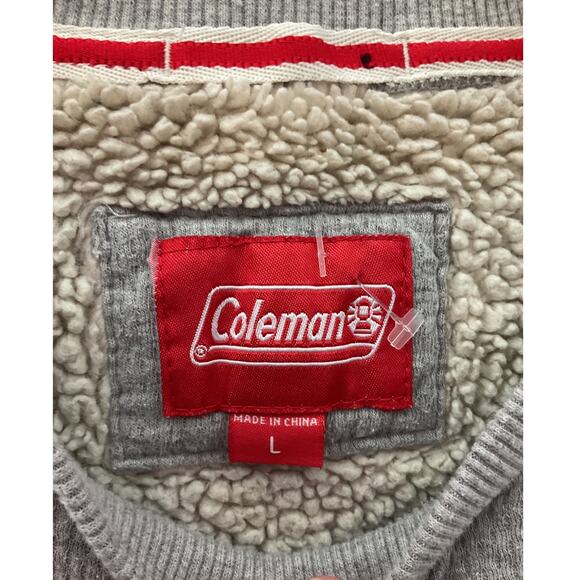Coleman Men's Sz L Crewneck Sherpa Lined Waffle Thermal Sweatshirt Gray - Picture 8 of 8
